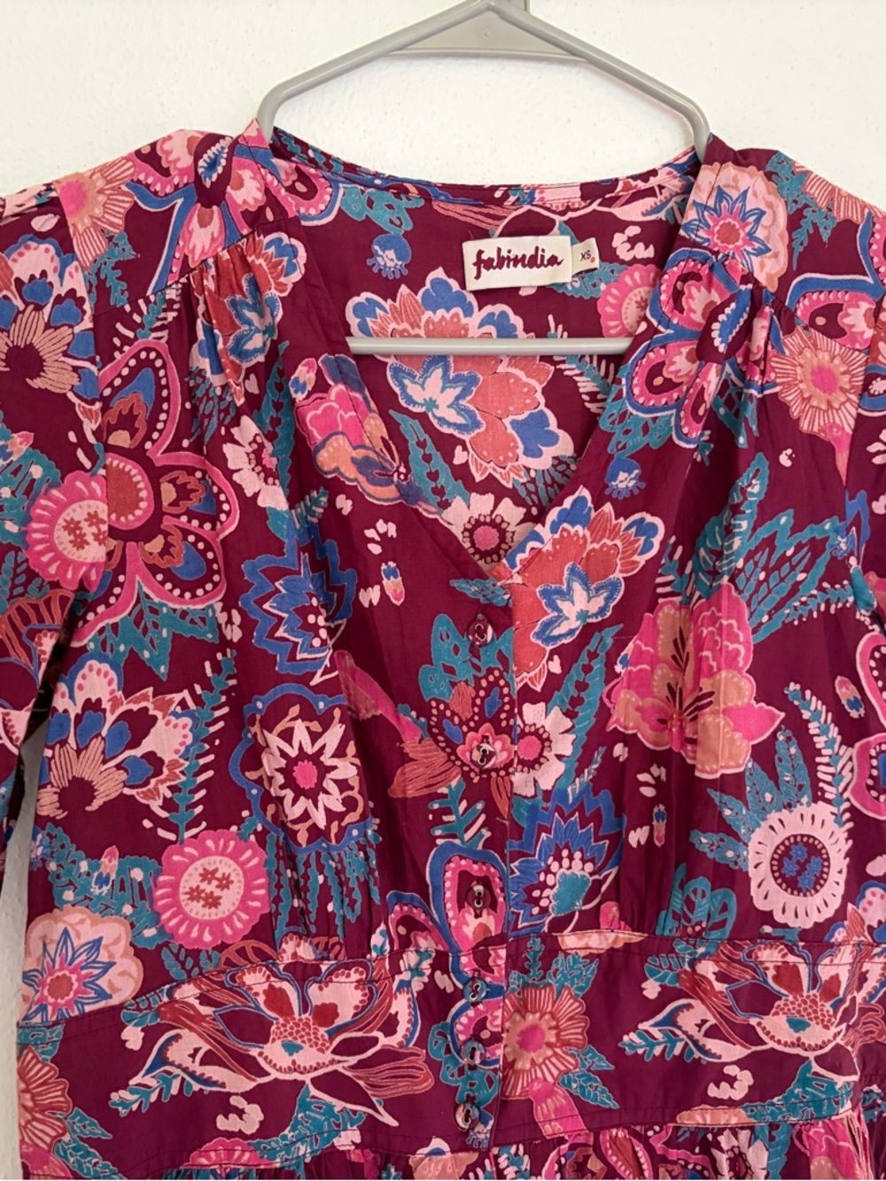 Fabindia Magenta Floral Dress